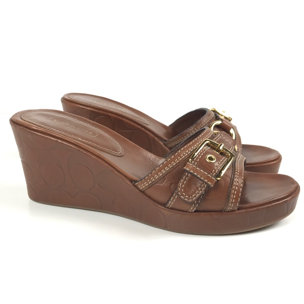 Coach | Wedge Slide | Brown Leather| 8